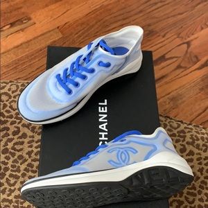Chanel Sneakers - White/blue Mesh - Never Worn